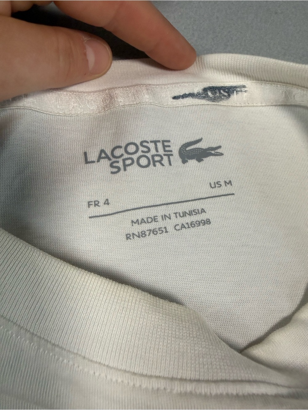 Lacoste White Tee with Red and Black Striped Graphic - Picture 3 of 5